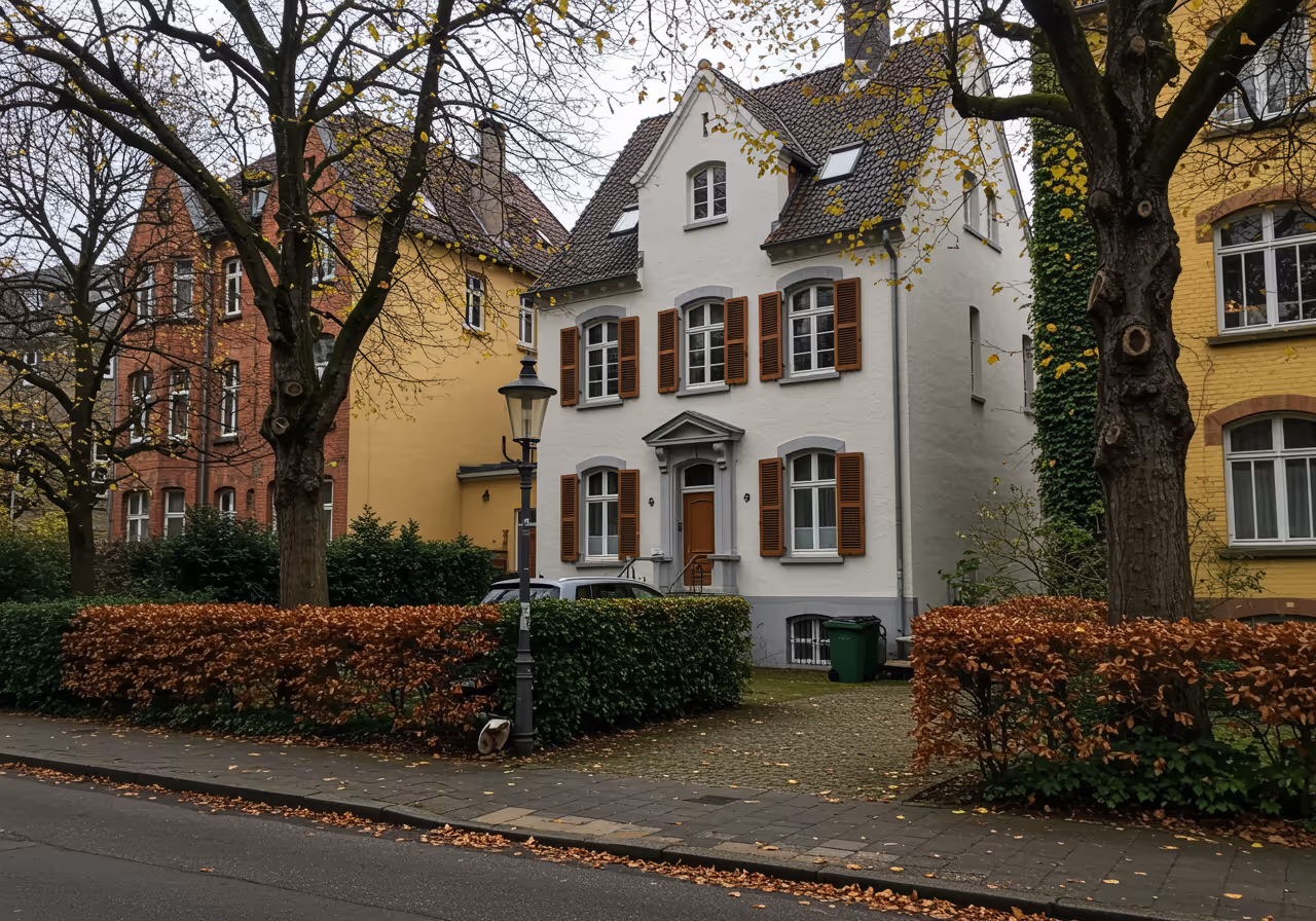 Gründerzeit-Fassade in Hamburg-Eimsbüttel — typische Altbau-Architektur